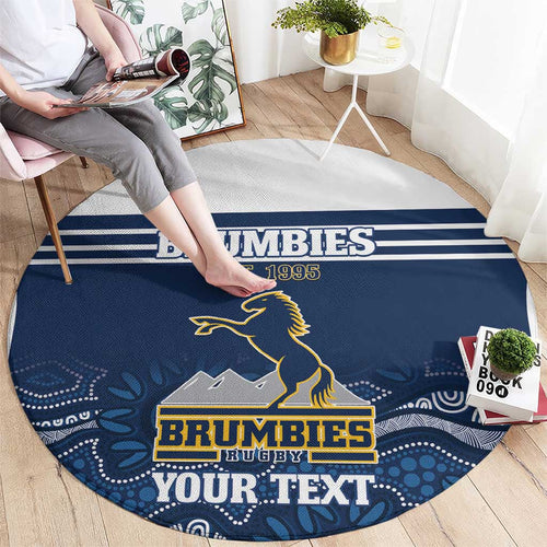 Custom Australia Brumbies Round Carpet Est 1995 Aboriginal Art