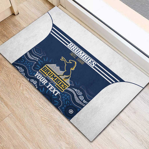 Custom Australia Brumbies Rubber Doormat Est 1995 Aboriginal Art