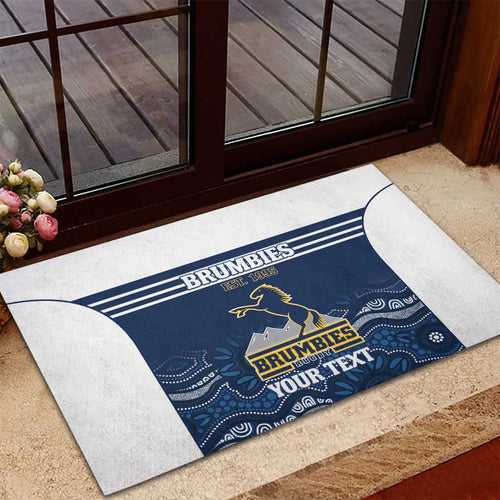 Custom Australia Brumbies Rubber Doormat Est 1995 Aboriginal Art