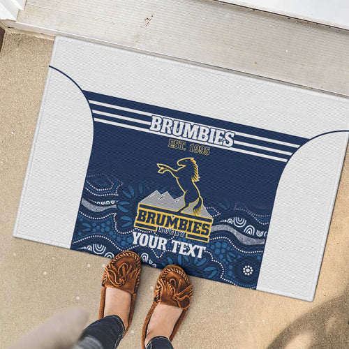 Custom Australia Brumbies Rubber Doormat Est 1995 Aboriginal Art