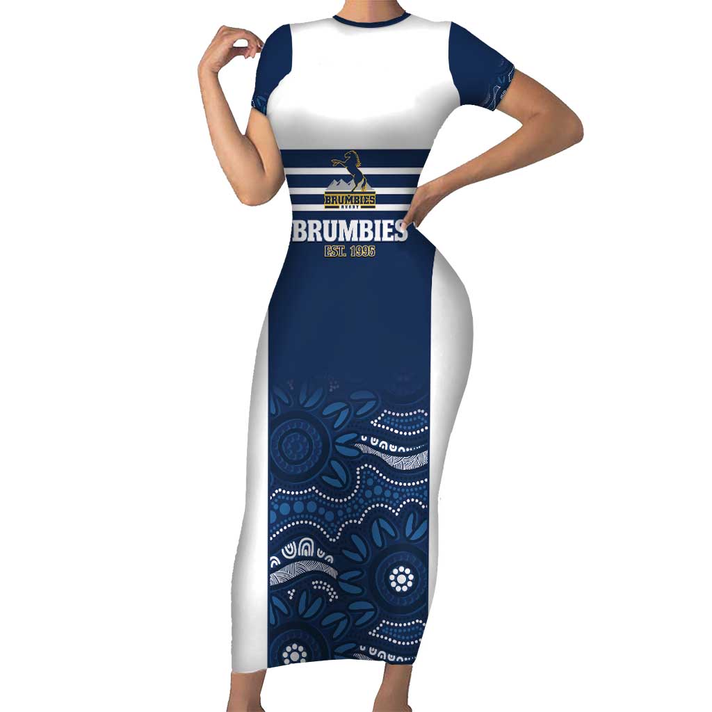 Custom Australia Brumbies Short Sleeve Bodycon Dress Est 1995 Aboriginal Art