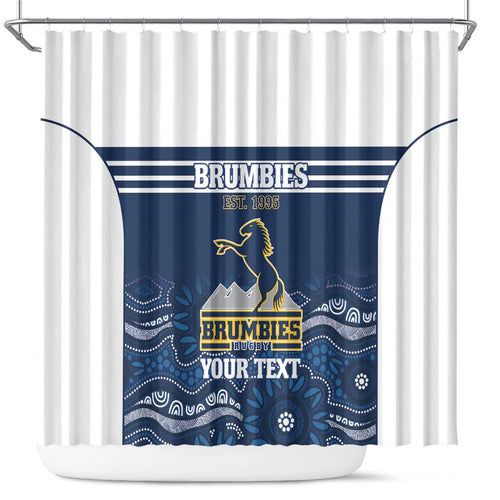Custom Australia Brumbies Shower Curtain Est 1995 Aboriginal Art