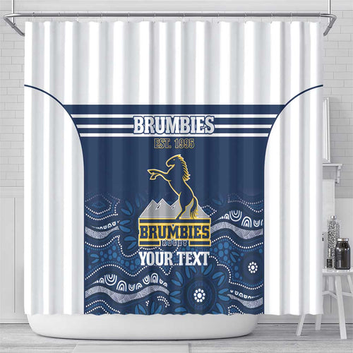 Custom Australia Brumbies Shower Curtain Est 1995 Aboriginal Art
