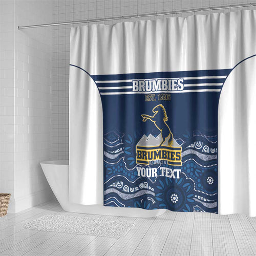 Custom Australia Brumbies Shower Curtain Est 1995 Aboriginal Art