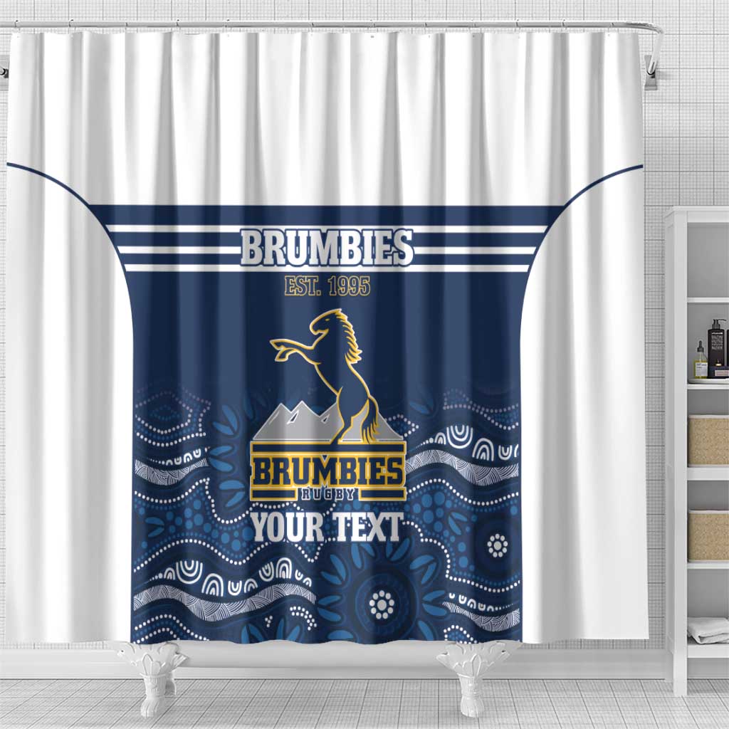 Custom Australia Brumbies Shower Curtain Est 1995 Aboriginal Art