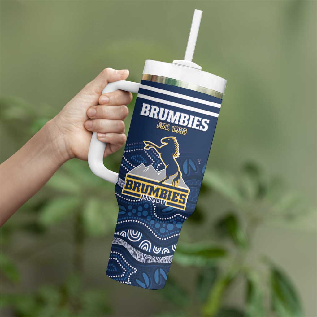 Custom Australia Brumbies Tumbler With Handle Est 1995 Aboriginal Art