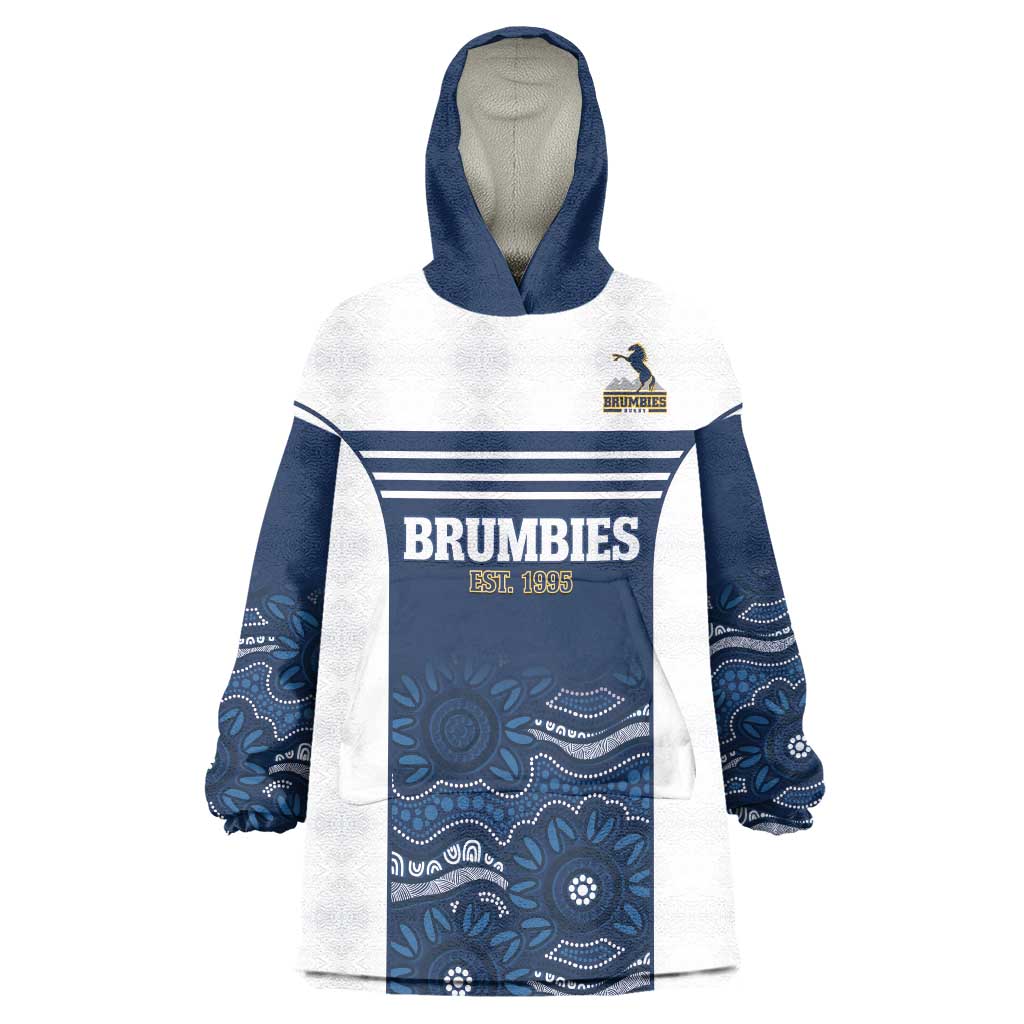 Custom Australia Brumbies Wearable Blanket Hoodie Est 1995 Aboriginal Art