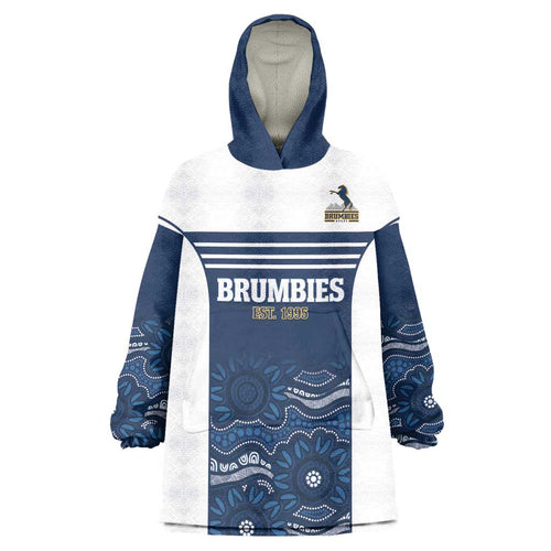Custom Australia Brumbies Wearable Blanket Hoodie Est 1995 Aboriginal Art