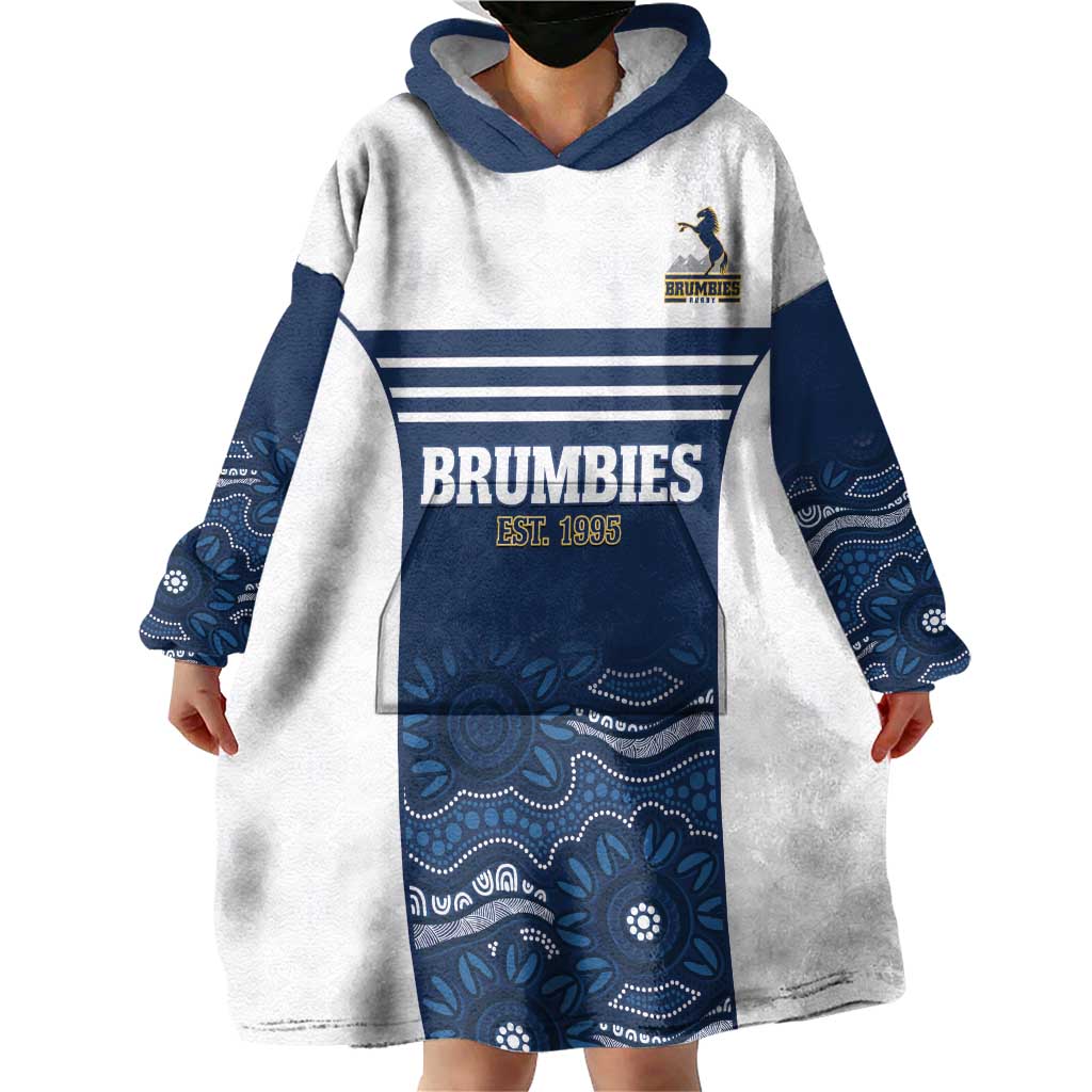 Custom Australia Brumbies Wearable Blanket Hoodie Est 1995 Aboriginal Art
