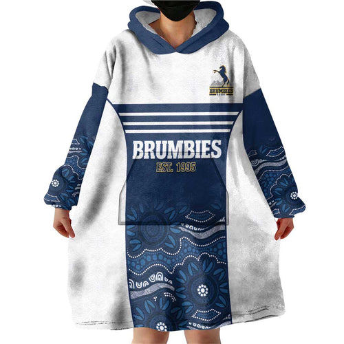 Custom Australia Brumbies Wearable Blanket Hoodie Est 1995 Aboriginal Art