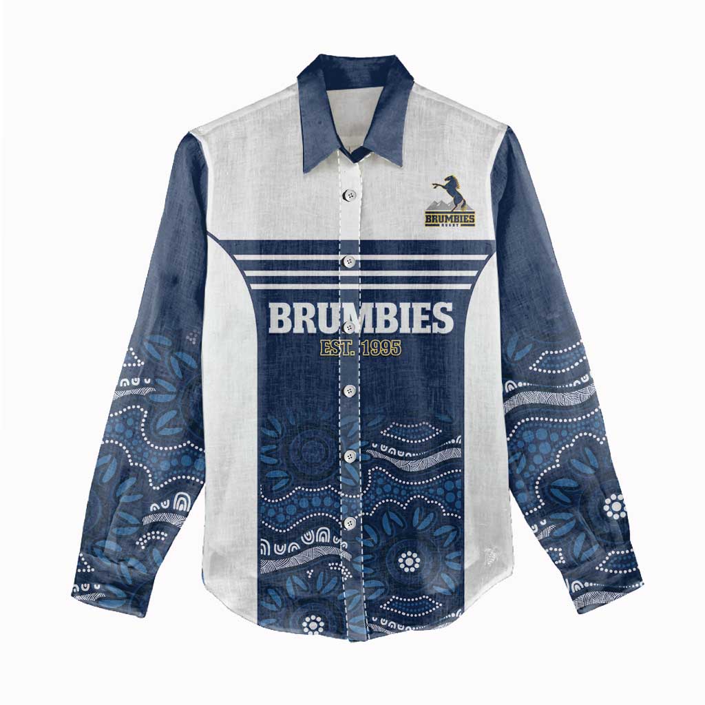 Custom Australia Brumbies Women Casual Shirt Est 1995 Aboriginal Art