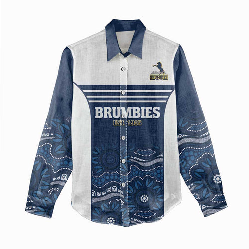 Custom Australia Brumbies Women Casual Shirt Est 1995 Aboriginal Art