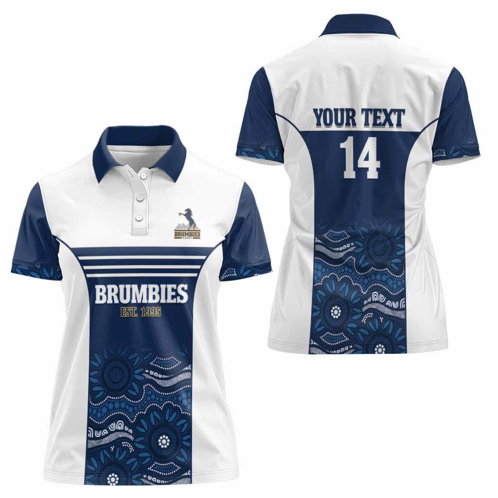 Custom Australia Brumbies Women Polo Shirt Est 1995 Aboriginal Art