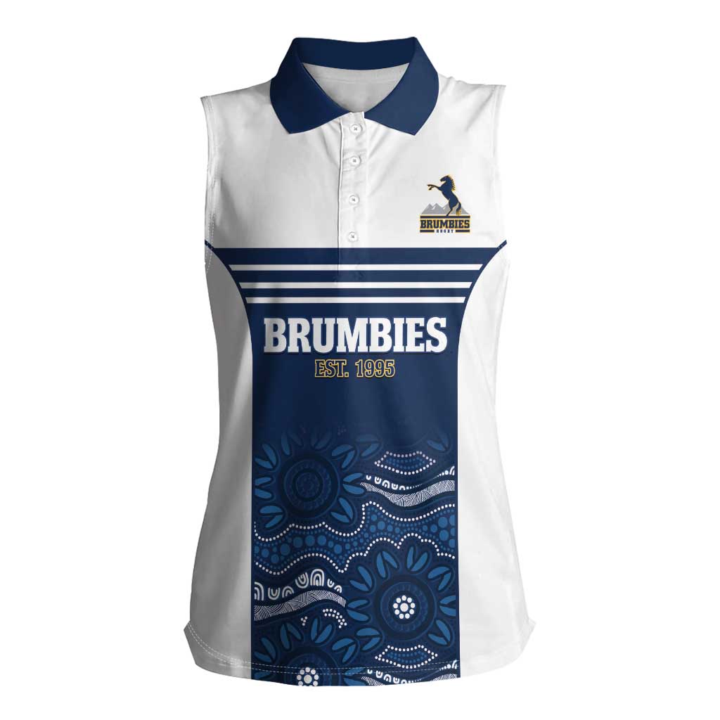 Custom Australia Brumbies Women Sleeveless Polo Shirt Est 1995 Aboriginal Art