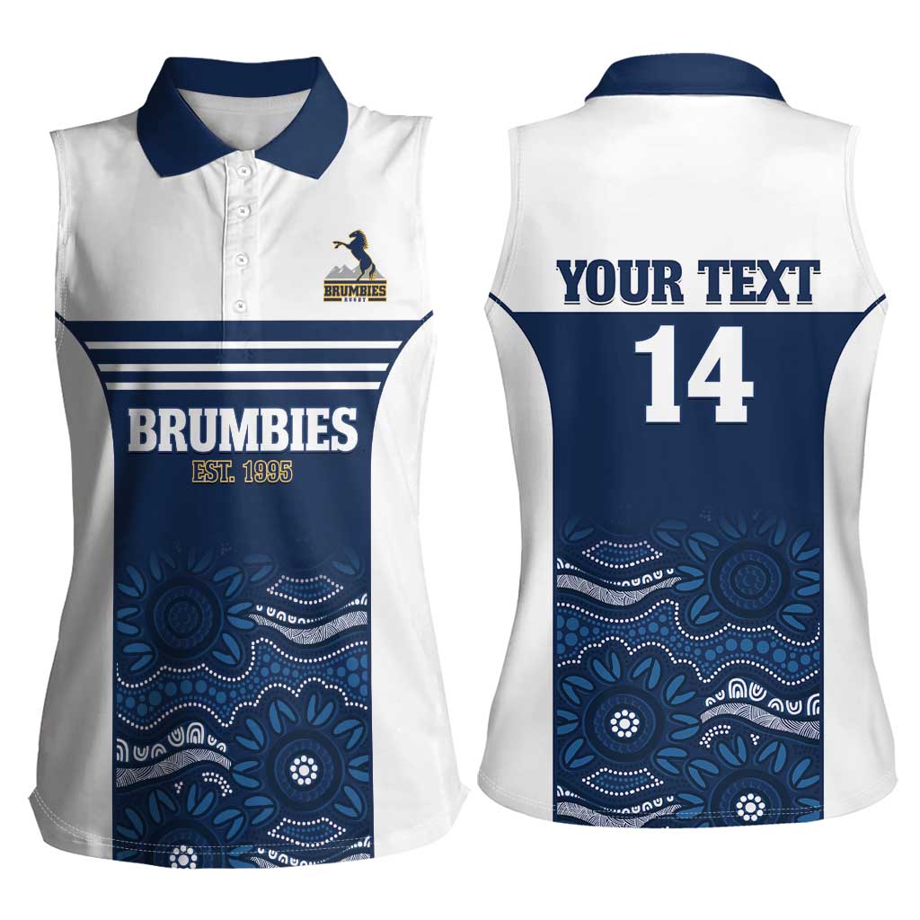 Custom Australia Brumbies Women Sleeveless Polo Shirt Est 1995 Aboriginal Art