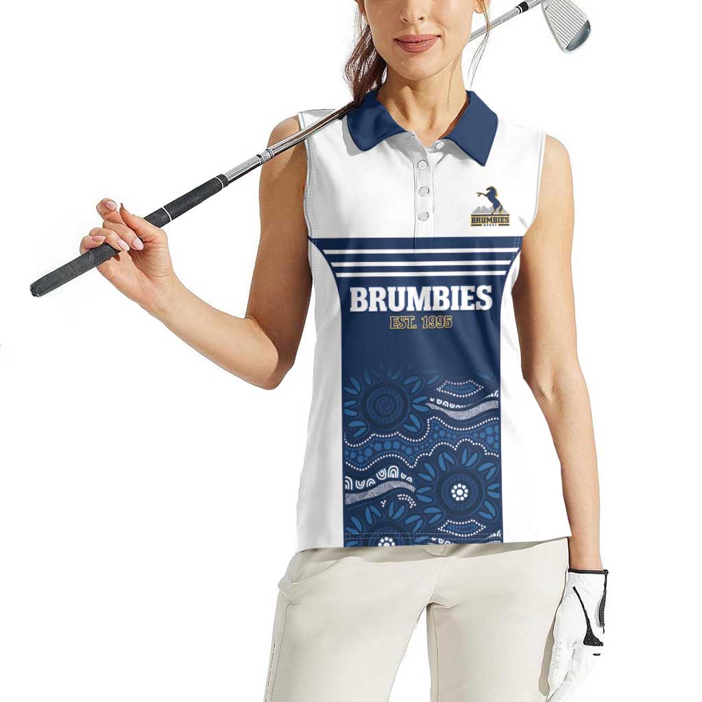 Custom Australia Brumbies Women Sleeveless Polo Shirt Est 1995 Aboriginal Art