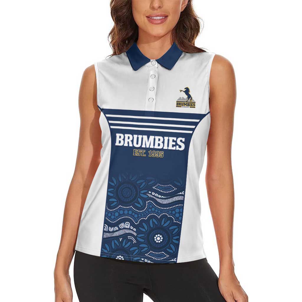 Custom Australia Brumbies Women Sleeveless Polo Shirt Est 1995 Aboriginal Art