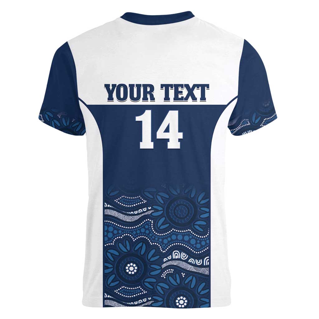 Custom Australia Brumbies Women V-Neck T-Shirt Est 1995 Aboriginal Art