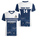 Custom Australia Brumbies Women V-Neck T-Shirt Est 1995 Aboriginal Art
