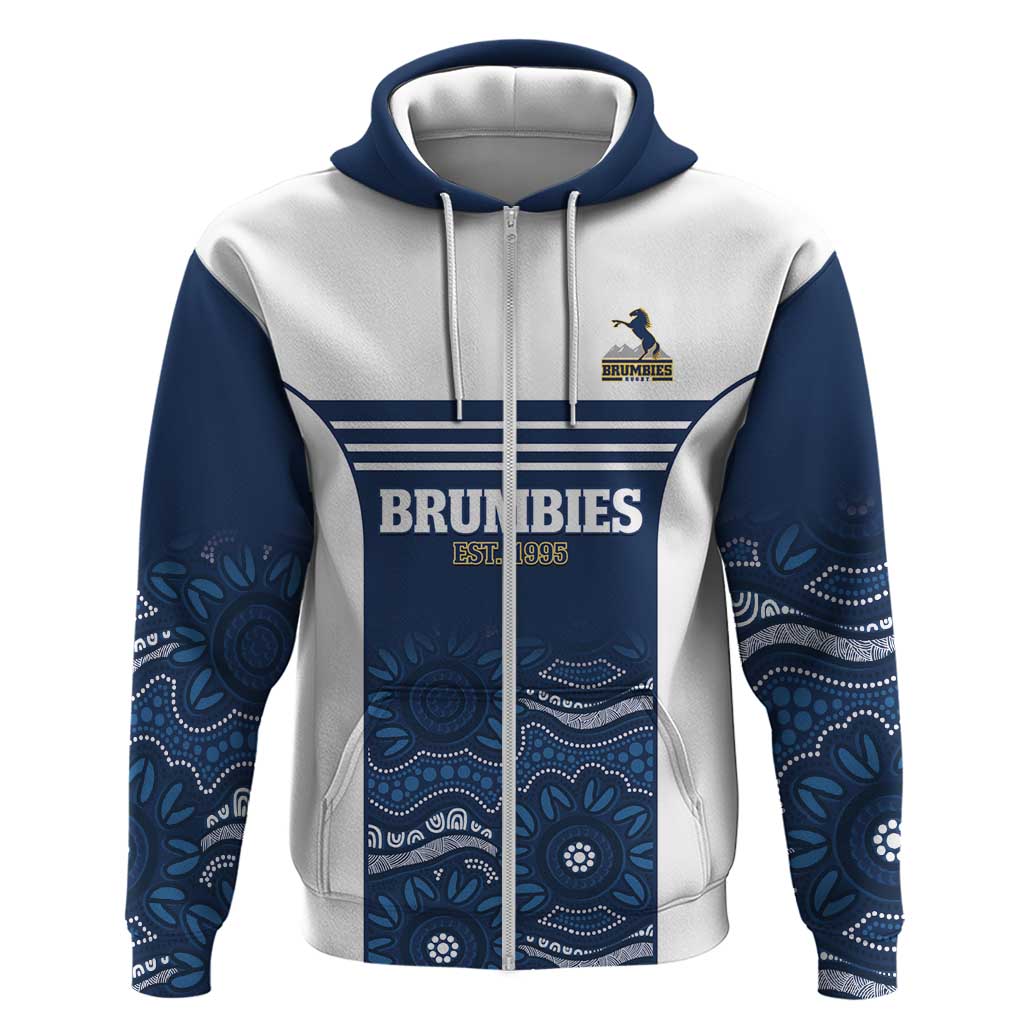 Custom Australia Brumbies Zip Hoodie Est 1995 Aboriginal Art