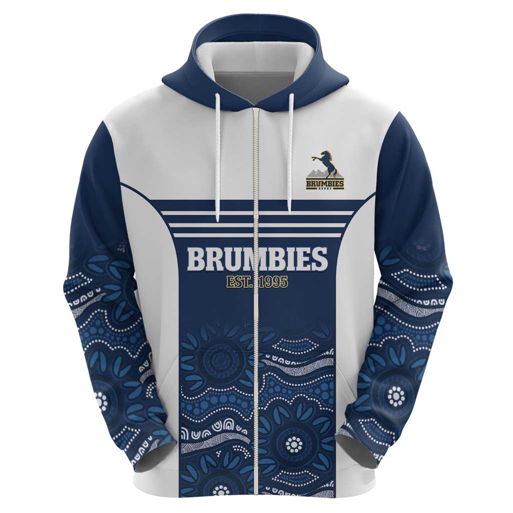 Custom Australia Brumbies Zip Hoodie Est 1995 Aboriginal Art