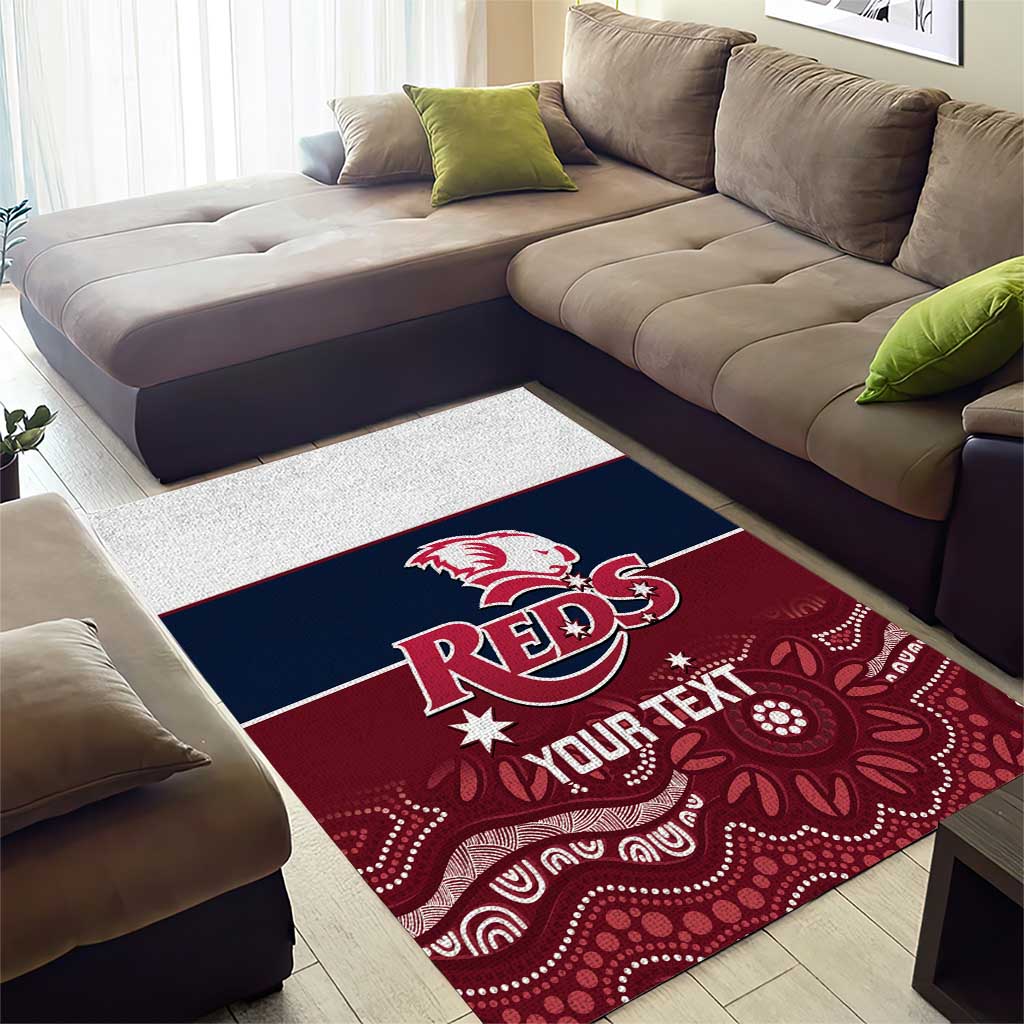 Custom Australia QLD Reds Area Rug Queensland Aboriginal Art