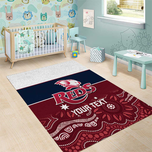 Custom Australia QLD Reds Area Rug Queensland Aboriginal Art