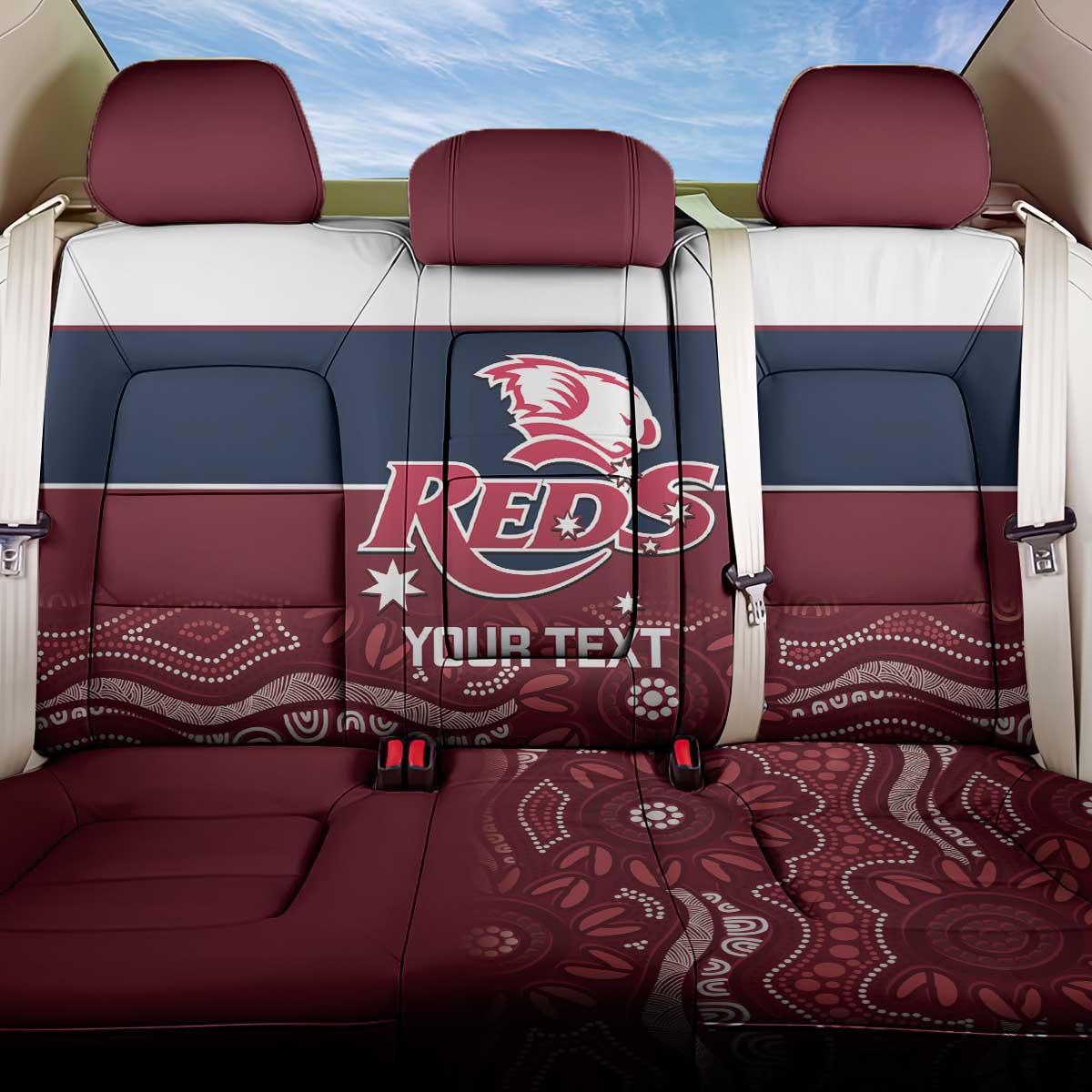 Custom Australia QLD Reds Back Car Seat Cover Queensland Aboriginal Art