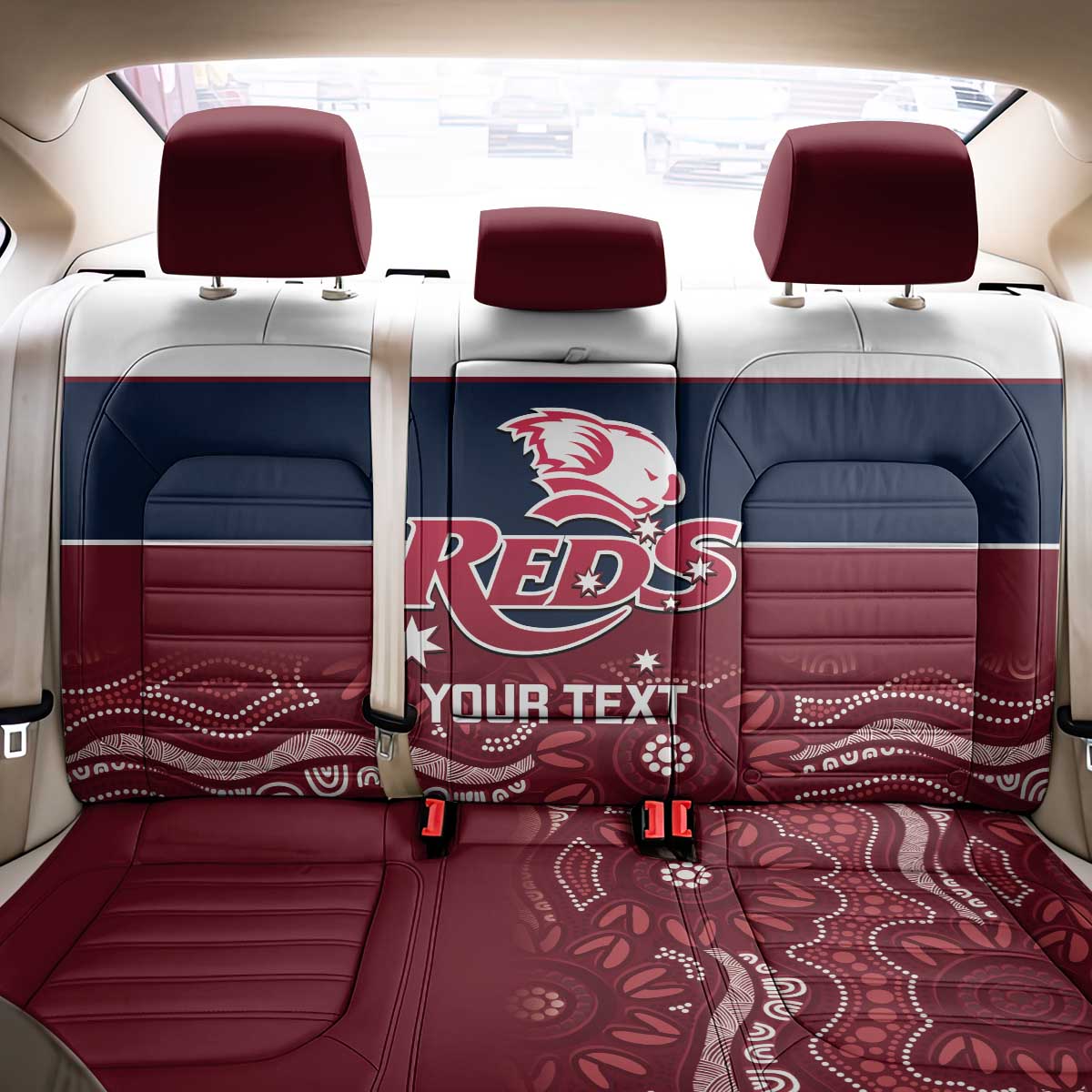 Custom Australia QLD Reds Back Car Seat Cover Queensland Aboriginal Art