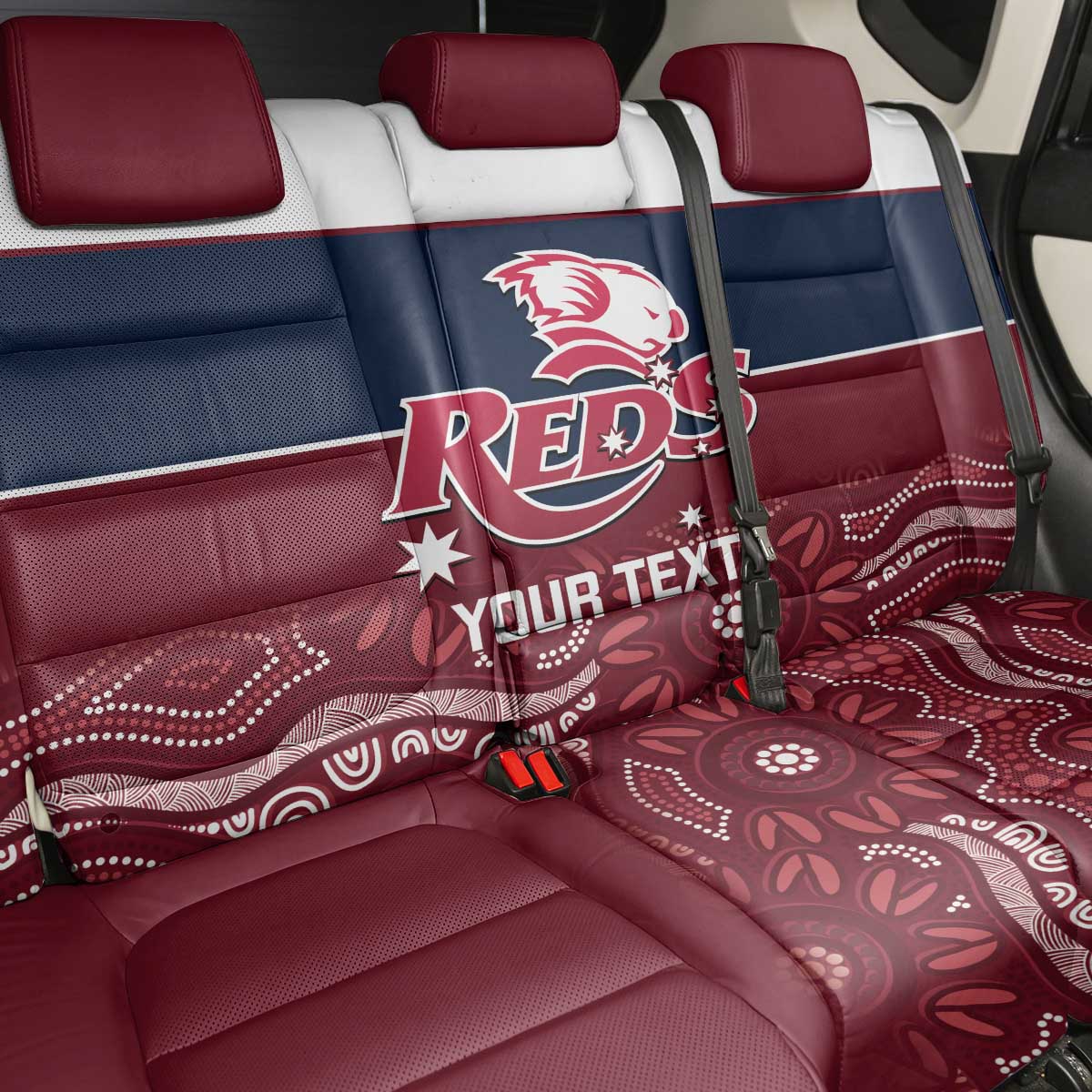 Custom Australia QLD Reds Back Car Seat Cover Queensland Aboriginal Art