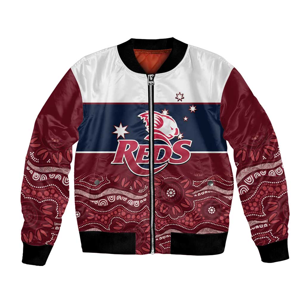 Custom Australia QLD Reds Bomber Jacket Queensland Aboriginal Art