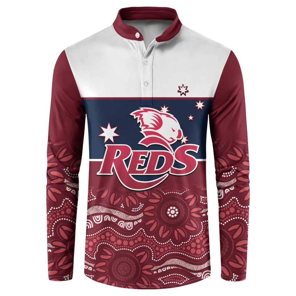 Custom Australia QLD Reds Button Sweatshirt Queensland Aboriginal Art