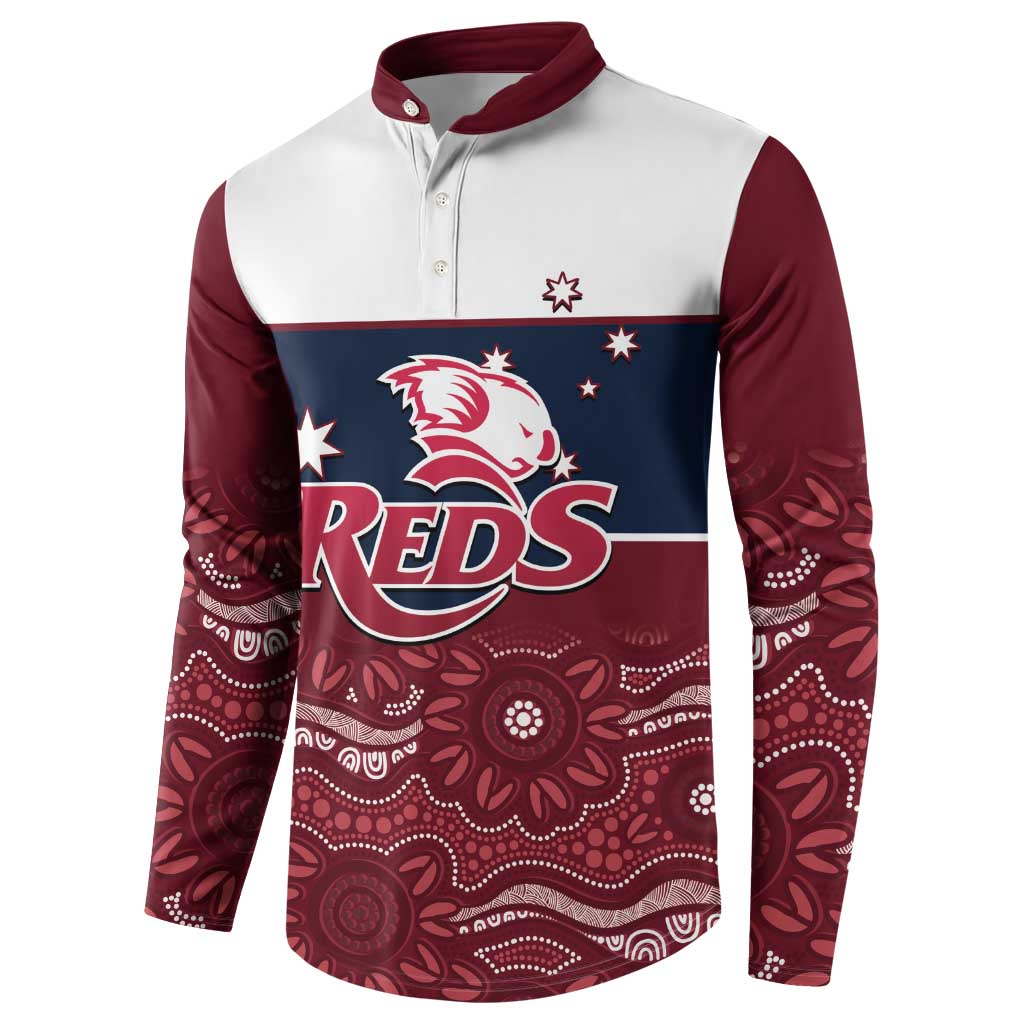 Custom Australia QLD Reds Button Sweatshirt Queensland Aboriginal Art