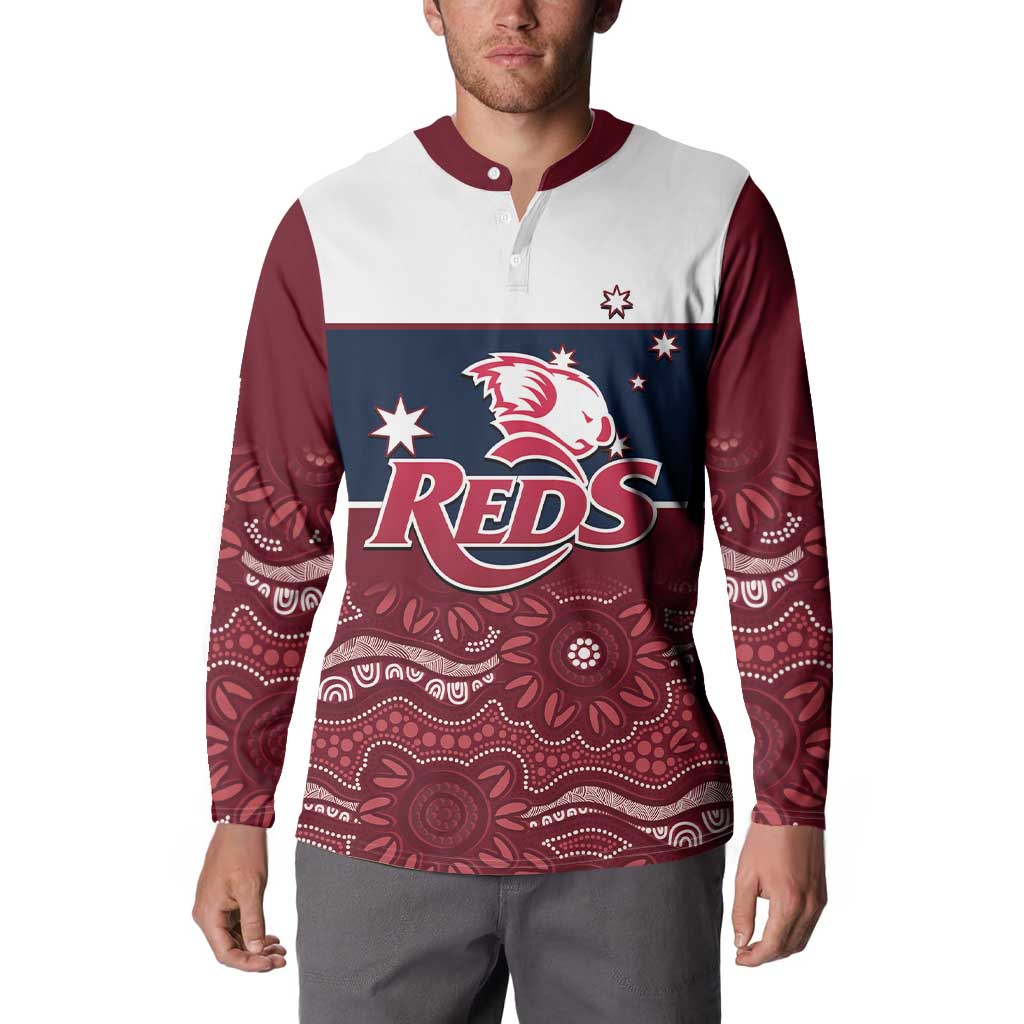 Custom Australia QLD Reds Button Sweatshirt Queensland Aboriginal Art