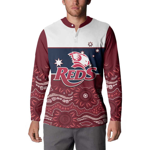 Custom Australia QLD Reds Button Sweatshirt Queensland Aboriginal Art