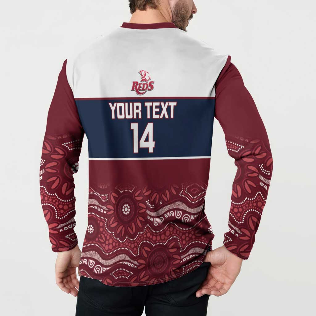 Custom Australia QLD Reds Button Sweatshirt Queensland Aboriginal Art