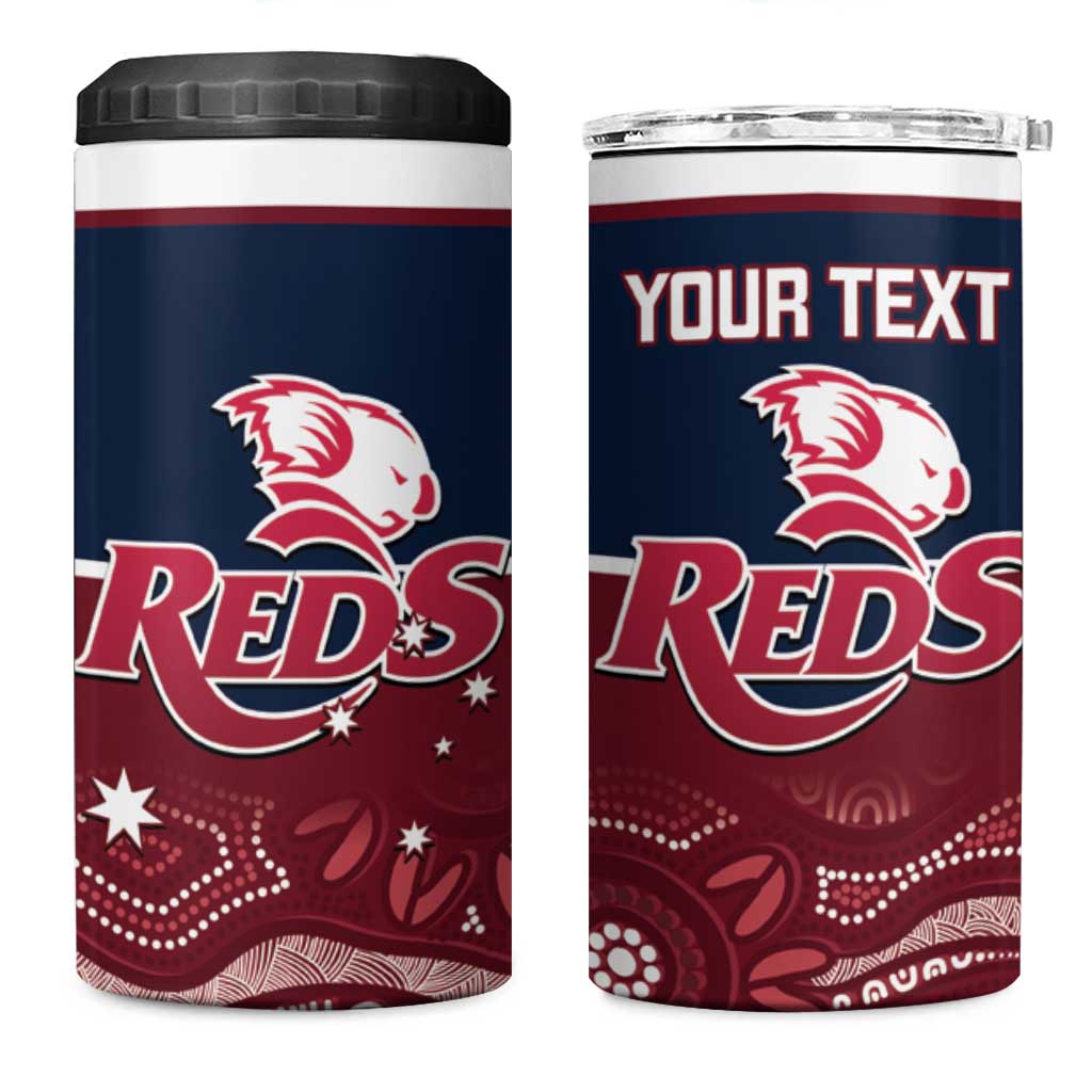 Custom Australia QLD Reds 4 in 1 Can Cooler Tumbler Queensland Aboriginal Art
