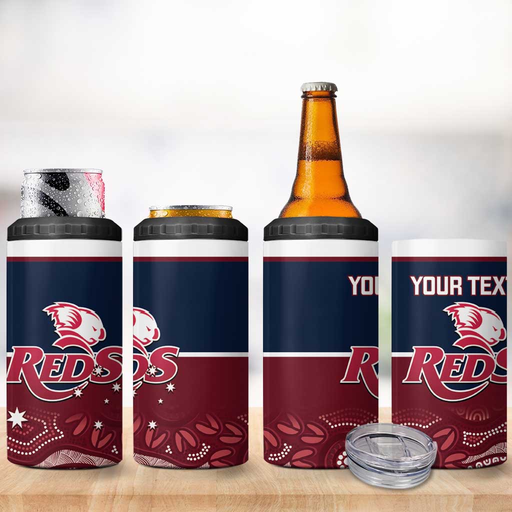 Custom Australia QLD Reds 4 in 1 Can Cooler Tumbler Queensland Aboriginal Art