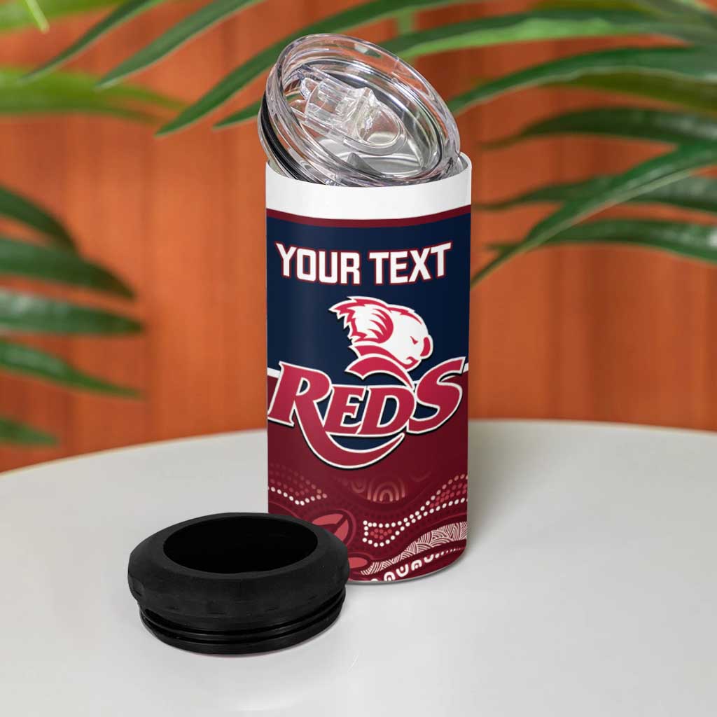 Custom Australia QLD Reds 4 in 1 Can Cooler Tumbler Queensland Aboriginal Art