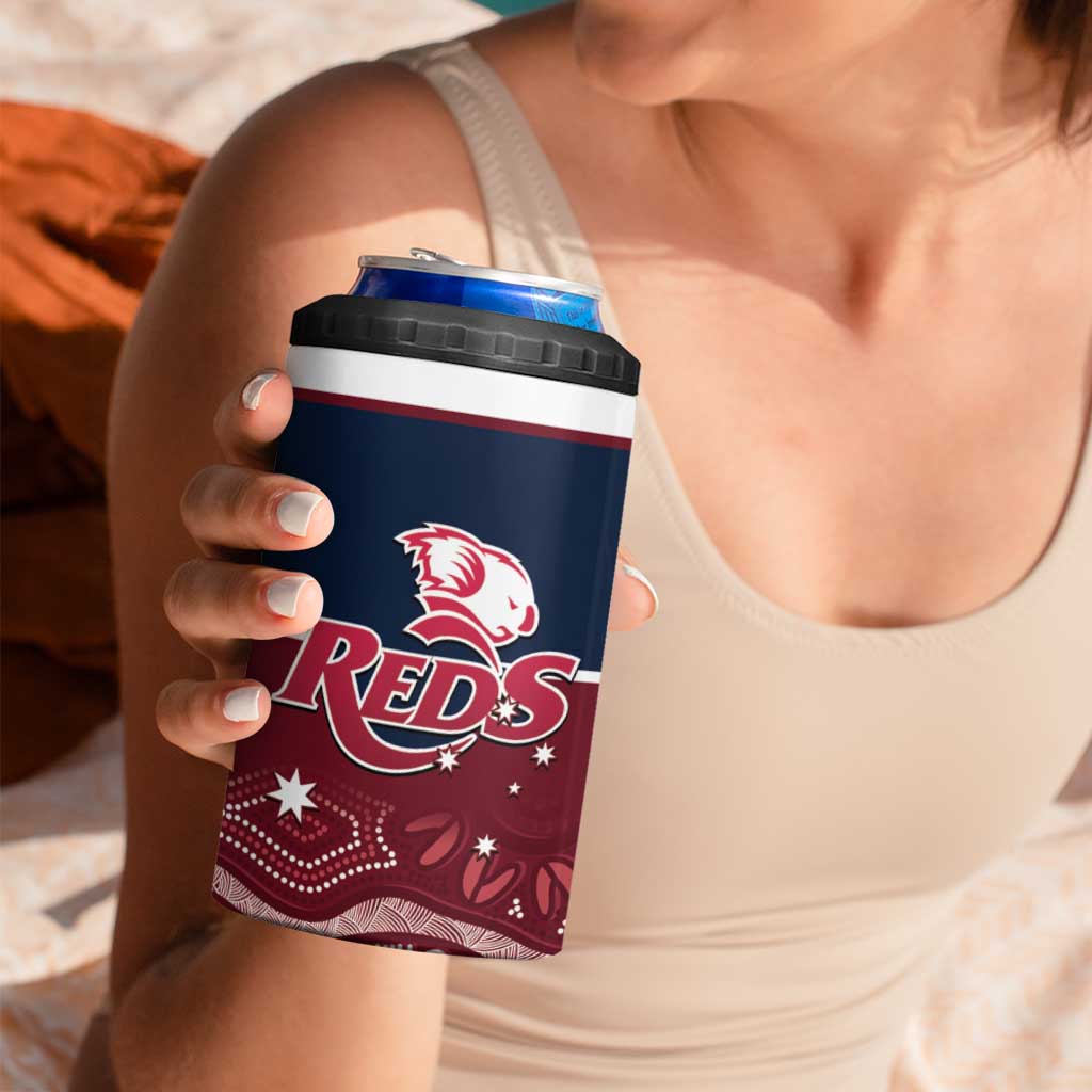 Custom Australia QLD Reds 4 in 1 Can Cooler Tumbler Queensland Aboriginal Art