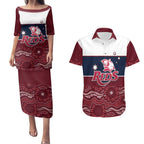 Custom Australia QLD Reds Couples Matching Puletasi and Hawaiian Shirt Queensland Aboriginal Art