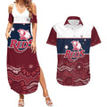 Custom Australia QLD Reds Couples Matching Summer Maxi Dress and Hawaiian Shirt Queensland Aboriginal Art
