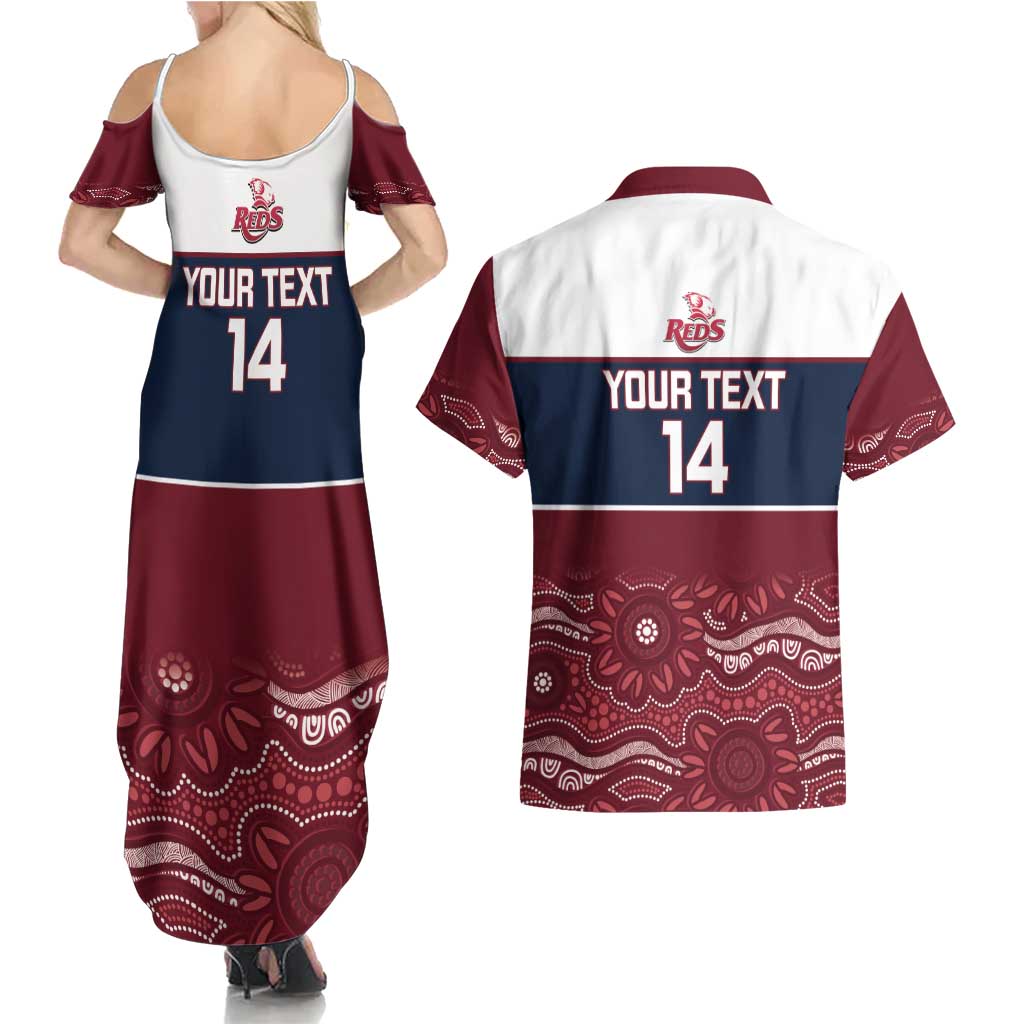 Custom Australia QLD Reds Couples Matching Summer Maxi Dress and Hawaiian Shirt Queensland Aboriginal Art