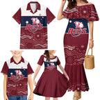 Custom Australia QLD Reds Family Matching Mermaid Dress and Hawaiian Shirt Queensland Aboriginal Art