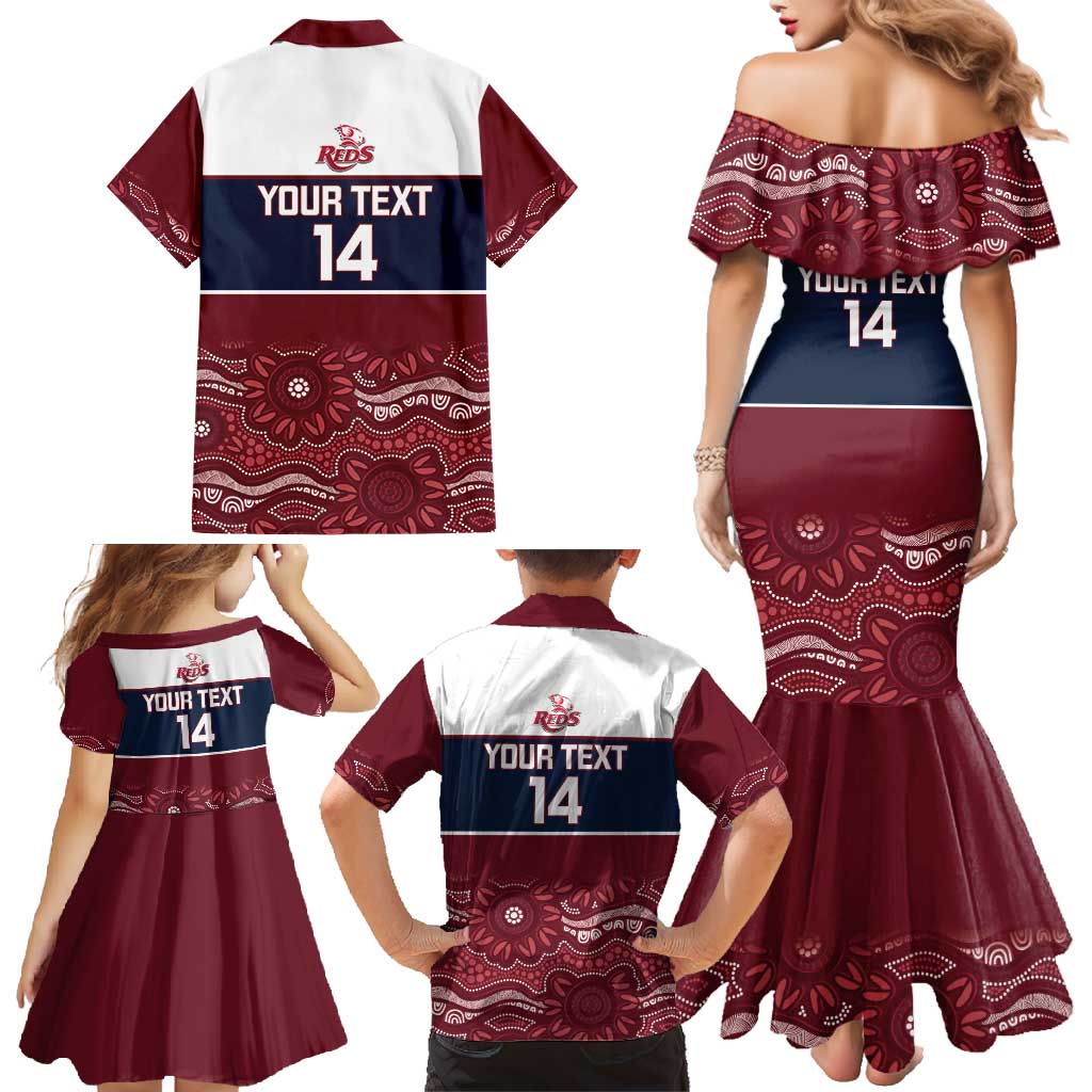 Custom Australia QLD Reds Family Matching Mermaid Dress and Hawaiian Shirt Queensland Aboriginal Art