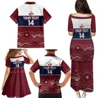 Custom Australia QLD Reds Family Matching Puletasi and Hawaiian Shirt Queensland Aboriginal Art