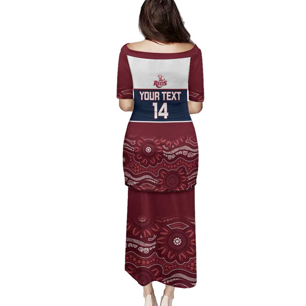 Custom Australia QLD Reds Family Matching Puletasi and Hawaiian Shirt Queensland Aboriginal Art