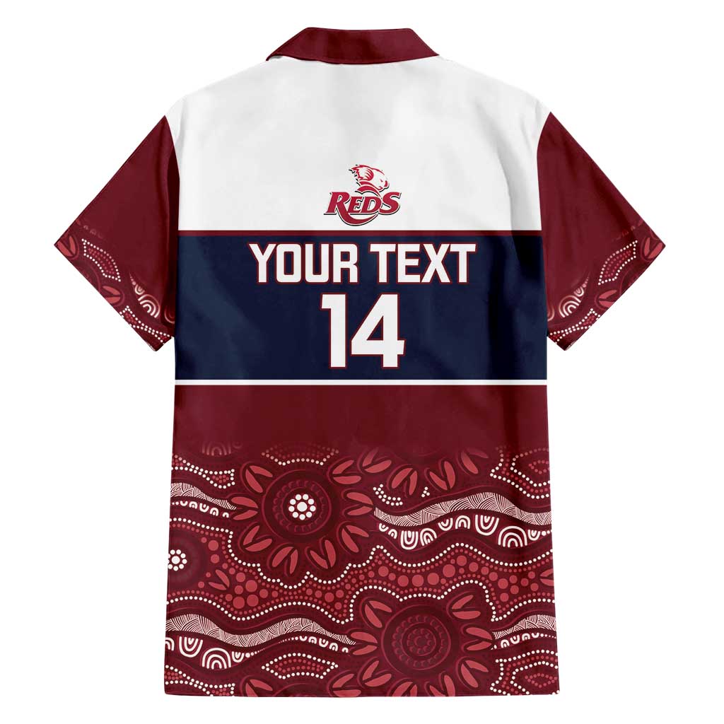 Custom Australia QLD Reds Family Matching Short Sleeve Bodycon Dress and Hawaiian Shirt Queensland Aboriginal Art