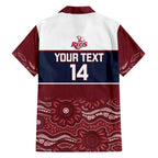 Custom Australia QLD Reds Family Matching Short Sleeve Bodycon Dress and Hawaiian Shirt Queensland Aboriginal Art