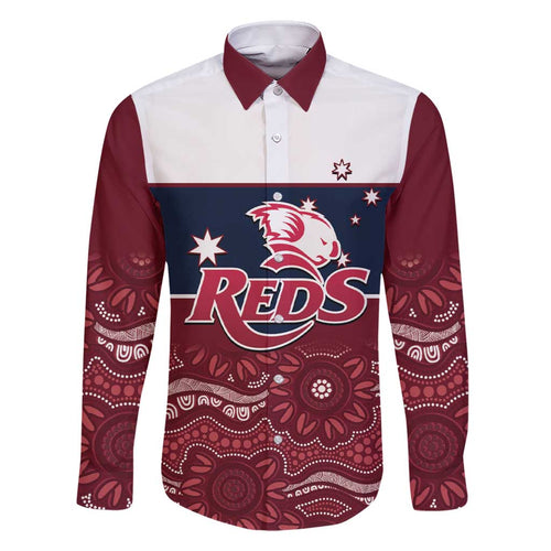 Custom Australia QLD Reds Family Matching Short Sleeve Bodycon Dress and Hawaiian Shirt Queensland Aboriginal Art